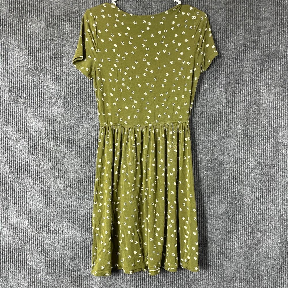 Modcloth Dress Womens Small Green Short Sleeve Peace Signs Hippie‎ Lightweight - Picture 8 of 10